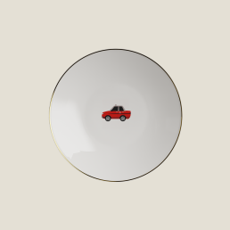 porcelain plate with emoji taxi