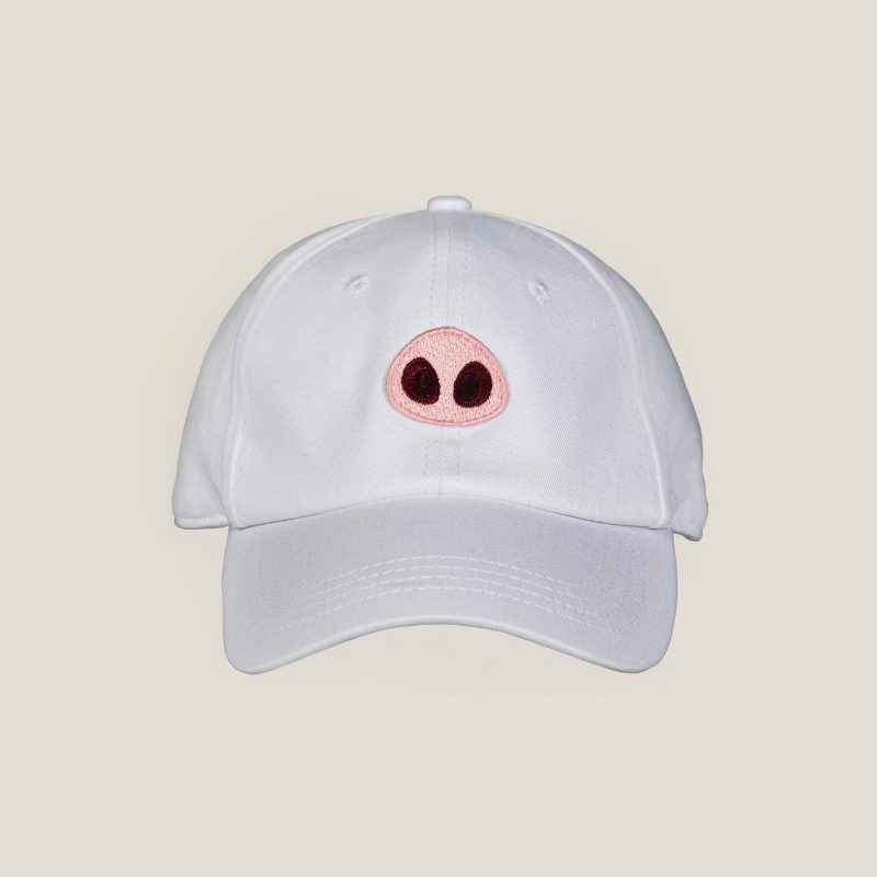 Pig nose caps white model Alberto Bresci Beefbar Giraudi fashion design emoji restaurant