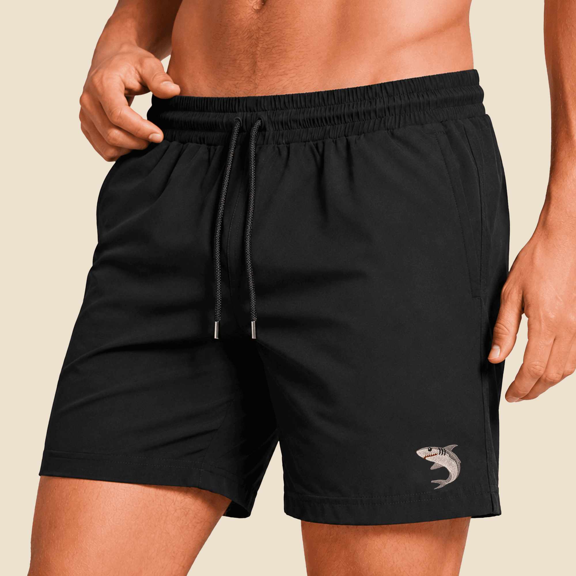 black swimsuit for men short
